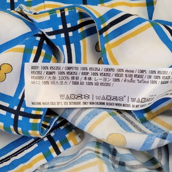 Disney Parks 2023 Mickey Mouse Icon Hanukkah Woven Button Up Shirt Men Sz Small - Picture 9 of 10